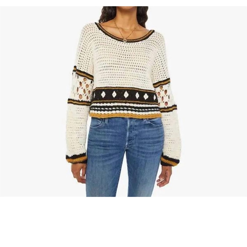 MOTHER bell sleeve crochet pullover